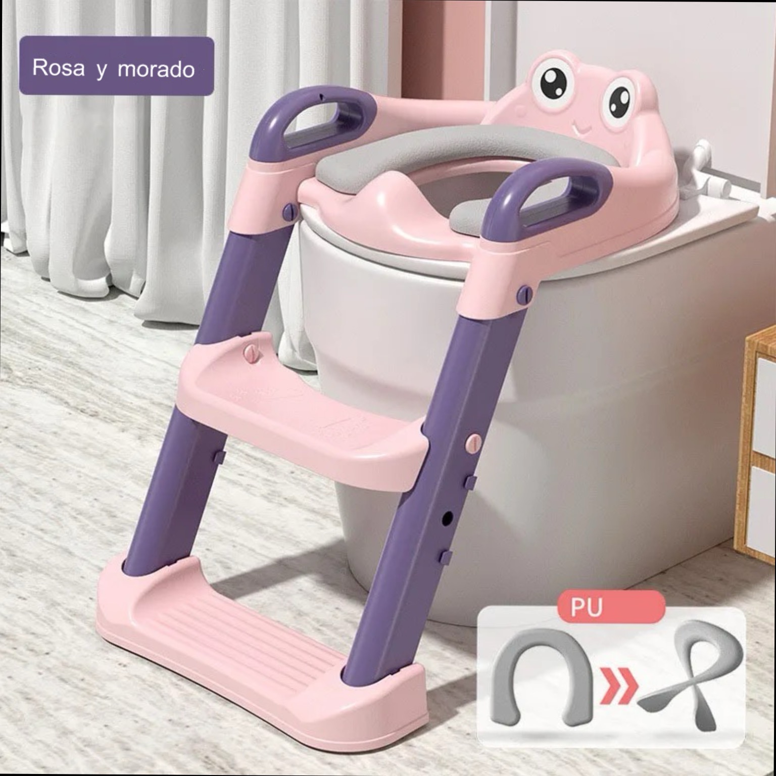 ADAPTADOR ESCALERA DE BAÑO PLEGABLE PARA NIÑOS BAÑO DE ENTRENAMIENTO - 6