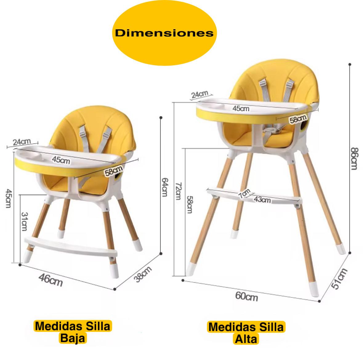 SILLA DE COMER PARA BEBÉ 2 EN 1 COLOR AMARILLO - 3