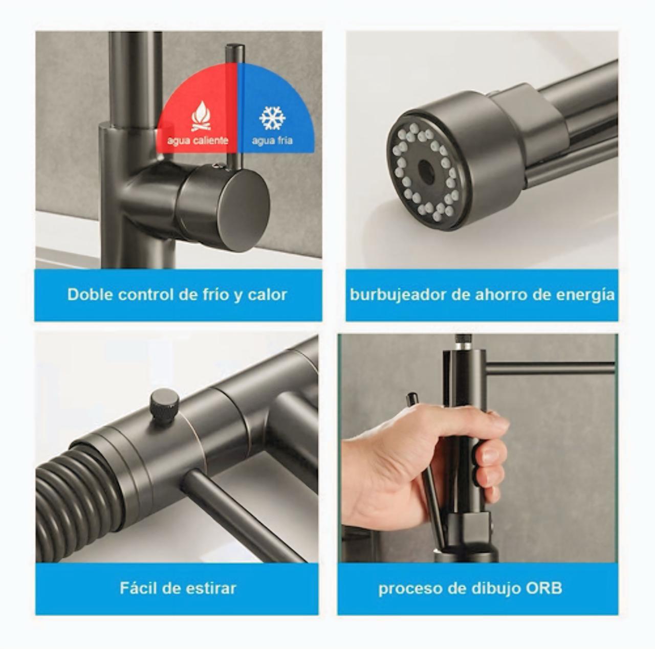 LLAVE MONOMANDO TOP SELLER GRIFO LAVAPLATOS 2 EN 1 EXTENSIBLE - 5