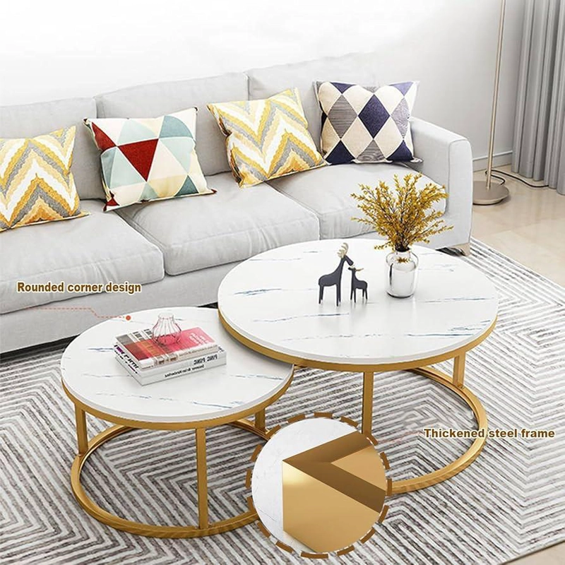 SET DE MESAS DE CENTRO MODERNAS Y ELEGANTES CON ACABADO TIPO MARMOL - 5