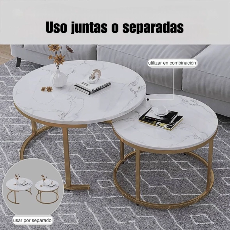 SET DE MESAS DE CENTRO MODERNAS Y ELEGANTES CON ACABADO TIPO MARMOL - 8