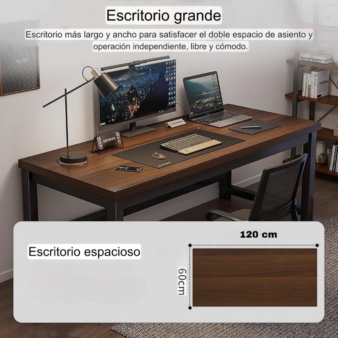 ESCRITORIO MODERNO FUNCIONAL GRAN TAMAÑO 120X74X60 BROWN - 3