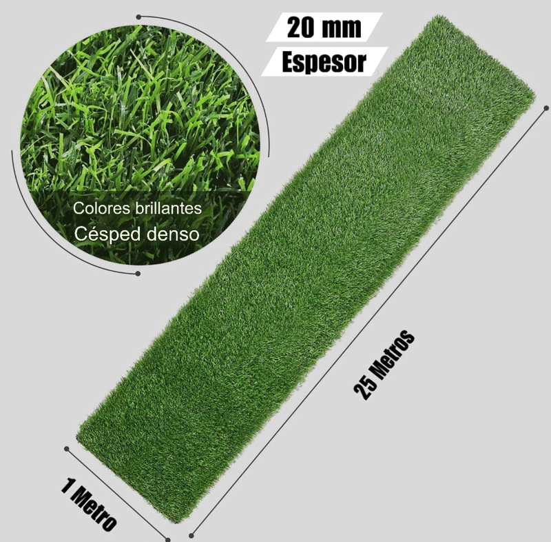 PASTO SINTETICO CESPED ARTIFICIAL 20MM DE ESPESOR 1 MTRS X 25 MTRS - 2