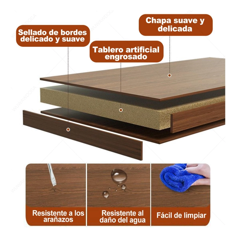 MUEBLE DE TV ESCANDINAVO 140X30X38 CM RACK DE MADERA CON CAJONES Y ESTANTES - 6