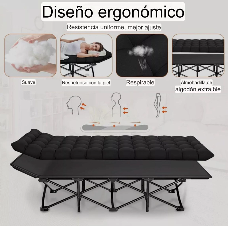 CAMA PORTATIL PLEGABLE RECLINABLE CON COLCHON DESMONTABLE - 7