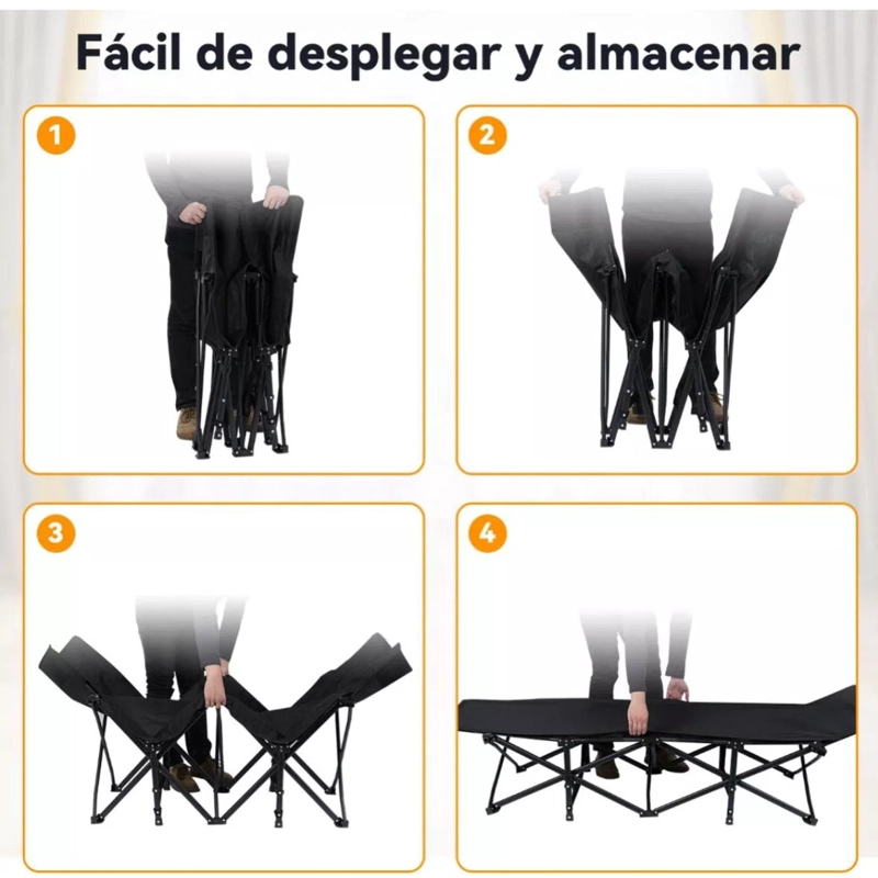 CAMA PORTATIL PLEGABLE RECLINABLE CON COLCHON DESMONTABLE - 8