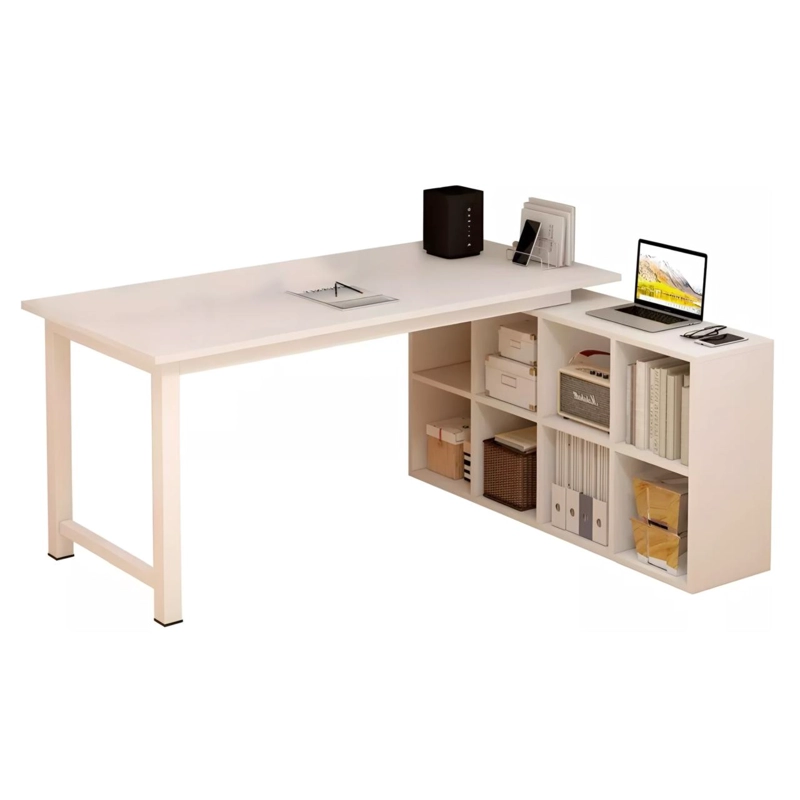 ESCRITORIO EN L CON BIBLIOTECA LATERAL GRANDE Y REVERSIBLE 140 CM - 2