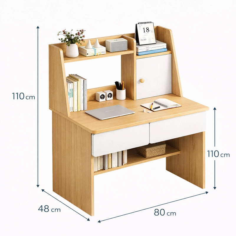 ESCRITORIO MODERNO CON ESTANTERIA Y CAJONES 110X80X48 - 2