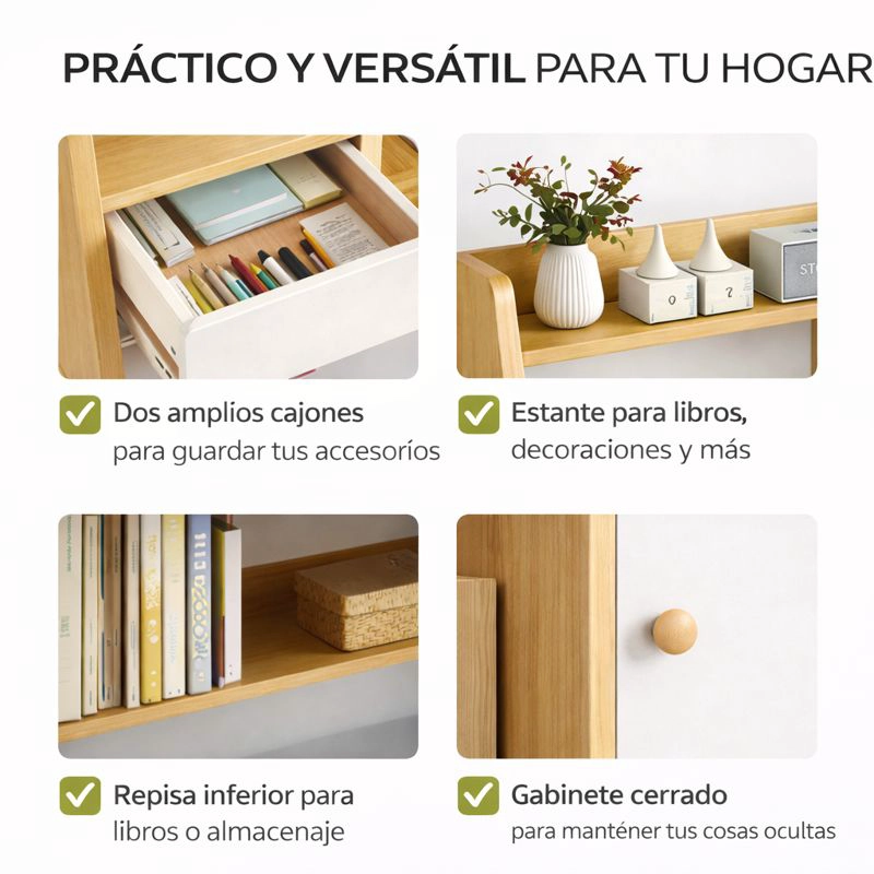 ESCRITORIO MODERNO CON ESTANTERIA Y CAJONES 110X80X48 - 5
