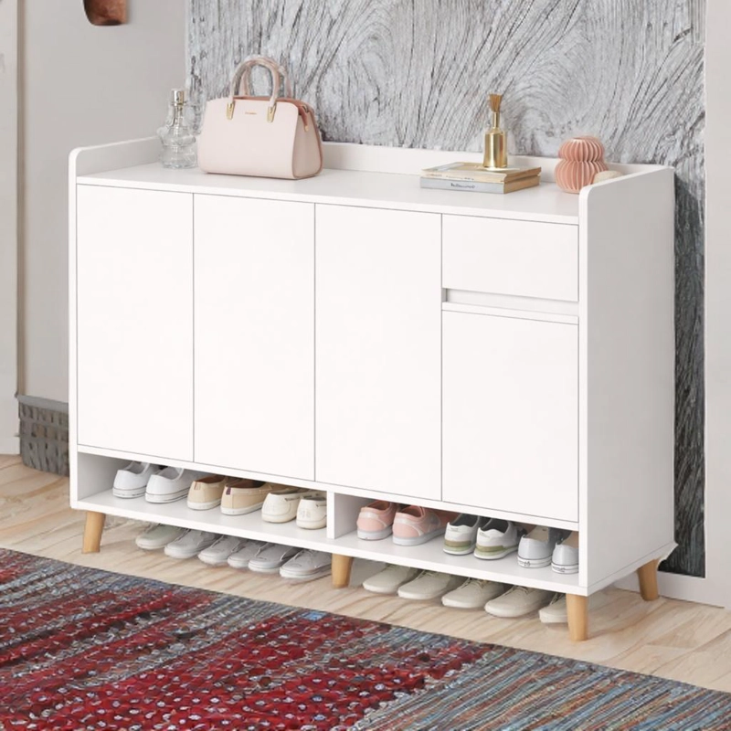 ZAPATERO ORGANIZADOR BLANCO 120X32X100 CM GRAN CAPACIDAD CON PUERTAS ABATIBLES - 6