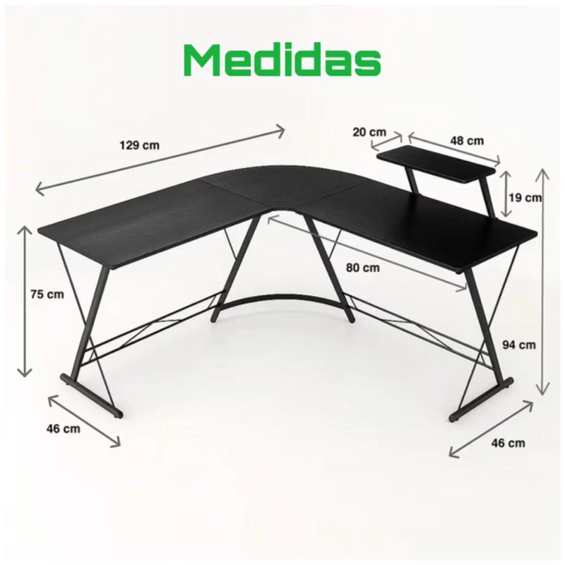 ESCRITORIO GAMER EN L CON SOPORTE DE MONITOR Y ESTRUCTURA METALICA - 3