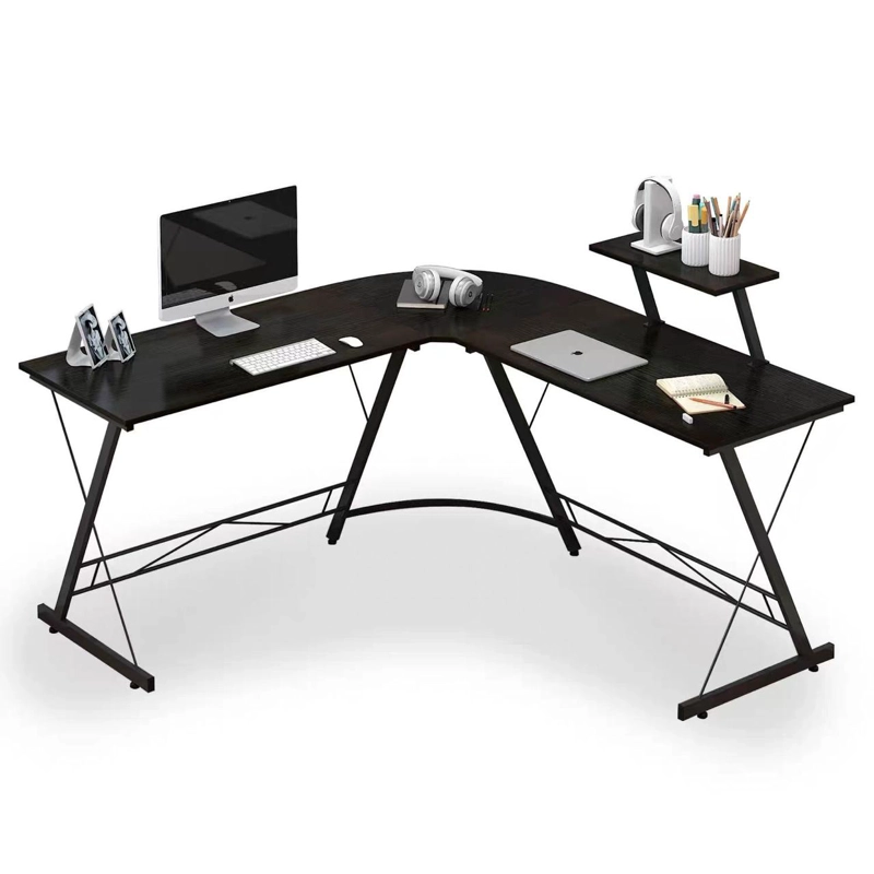 ESCRITORIO EN L REVERSIBLE CON SOPORTE DE MONITOR Y ESTRUCTURA METALICA - 1