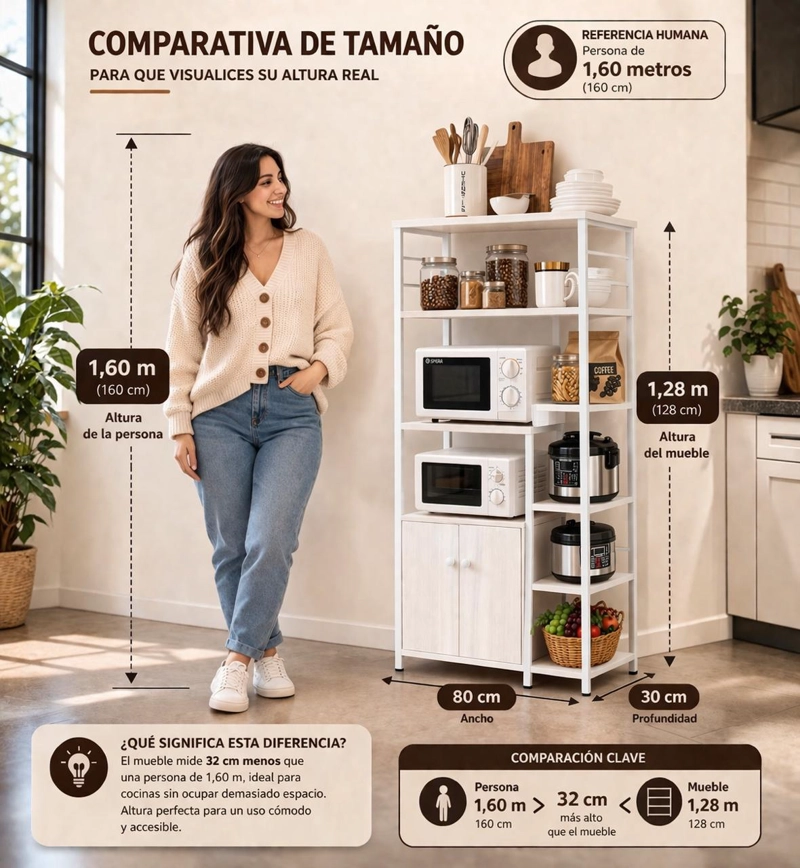 MUEBLE ORGANIZADOR DE COCINA ESTANTES Y GABINETE 4 NIVELES ESTANTERIA COCINA MULTIFUNCIONAL 80X30X12 - 6