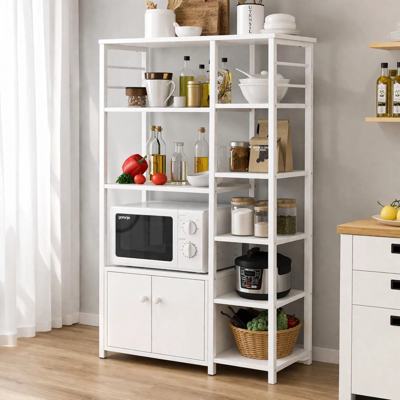 MUEBLE ORGANIZADOR DE COCINA ESTANTES Y GABINETE 4 NIVELES ESTANTERIA COCINA MULTIFUNCIONAL 80X30X12 - 8