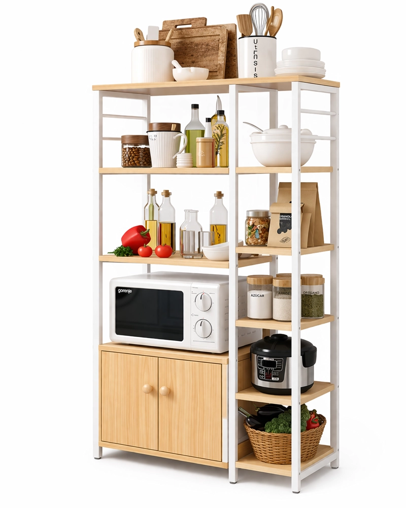MUEBLE ORGANIZADOR DE COCINA Y MICROONDAS ESTANTE DE COCINA MULTIFUNCIONAL 80X30X128 CM - 1