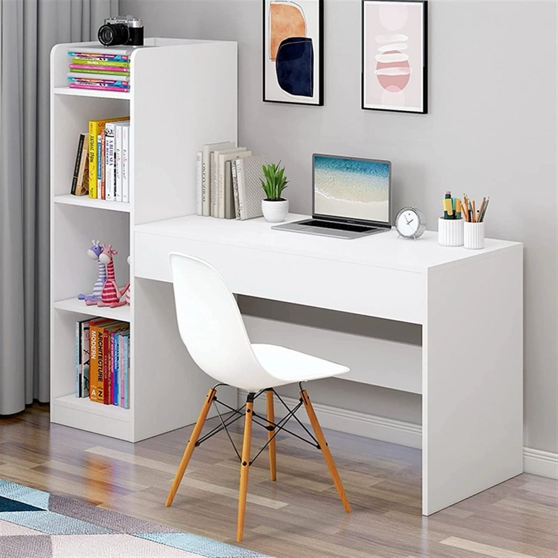 SET ESCRITORIO BLANCO MODERNO CON LIBRERO + SILLA DE ESCRITORIO - 1