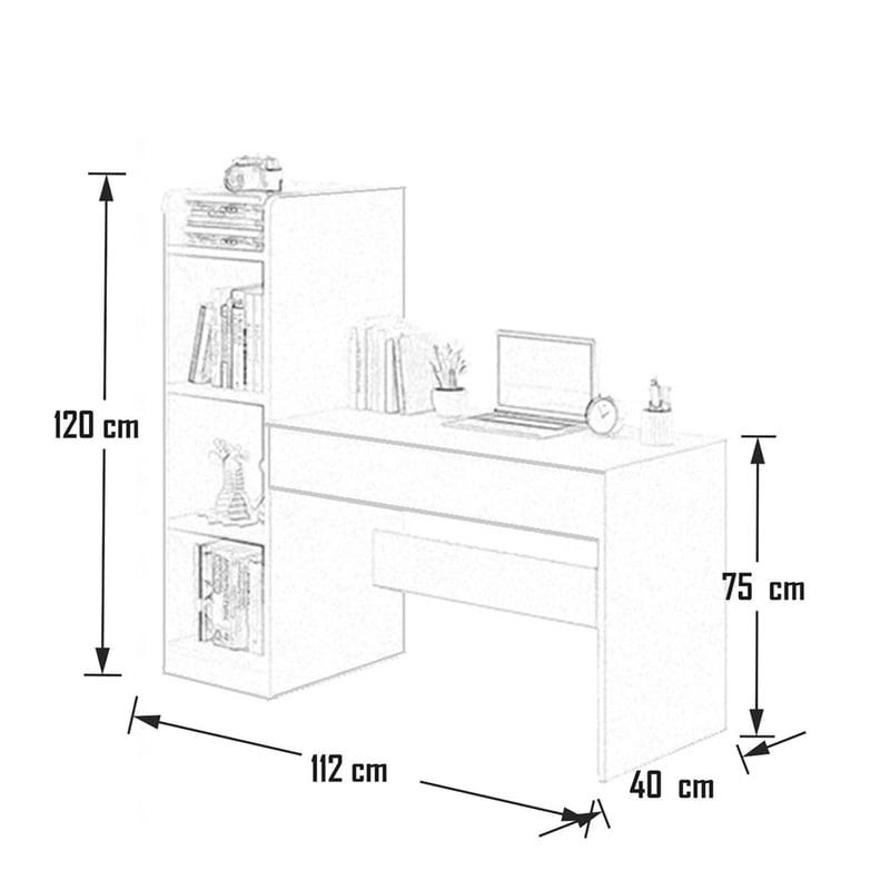 SET ESCRITORIO BLANCO MODERNO CON LIBRERO + SILLA DE ESCRITORIO - 2