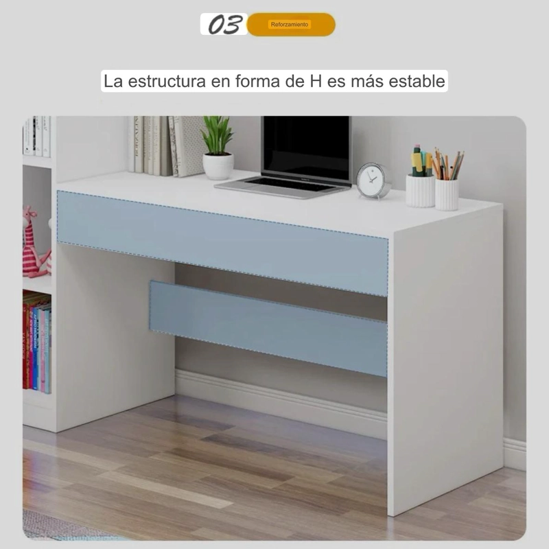 SET ESCRITORIO BLANCO MODERNO CON LIBRERO + SILLA DE ESCRITORIO - 4