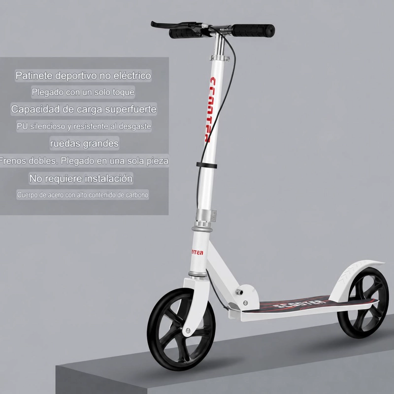 SCOOTER PATINETA BLANCA PLEGABLE CON DOBLE FRENO - 5