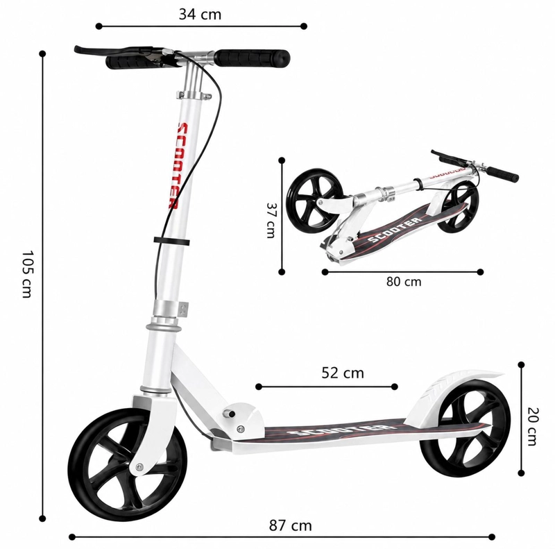 SCOOTER PATINETA BLANCA PLEGABLE CON DOBLE FRENO - 6