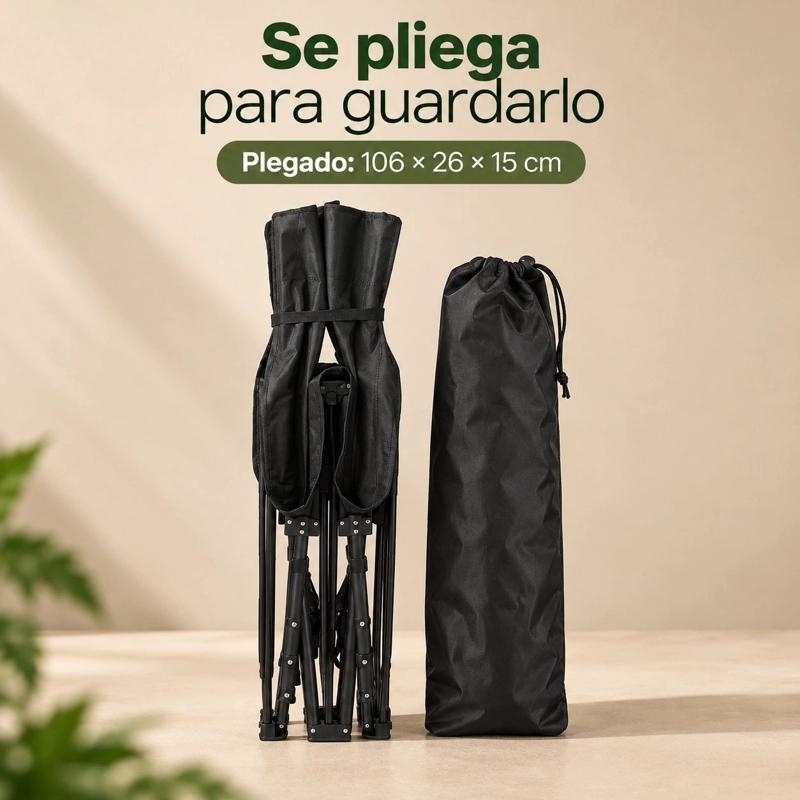 CATRE CAMA DE CAMPING PLEGABLE 190X67X35 CM CON BOLSA DE TRANSPORTE Y TELA OXFORD 600D HASTA 150 KG - 6