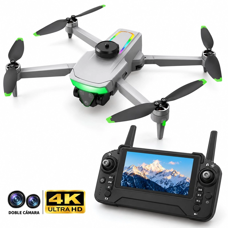 DRON DIF FP-L990 GRIS 4K DOBLE CAMARA CONTROL CON PANTALLA 5,5″ 2 BATERIAS BRUSHLESS Y ESTUCHE - 1