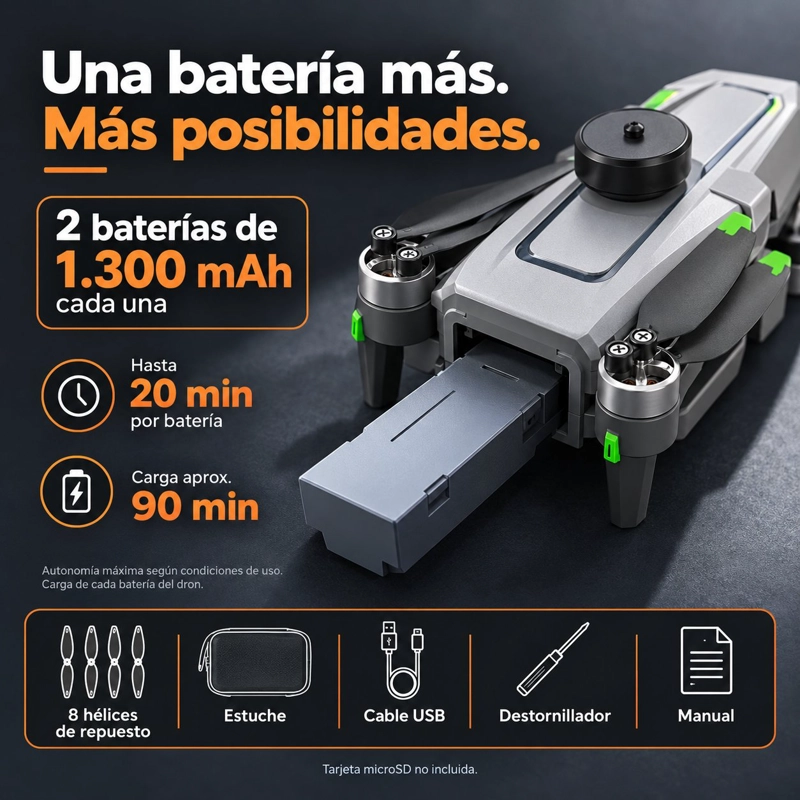 DRON DIF FP-L990 GRIS 4K DOBLE CAMARA CONTROL CON PANTALLA 5,5″ 2 BATERIAS BRUSHLESS Y ESTUCHE - 8