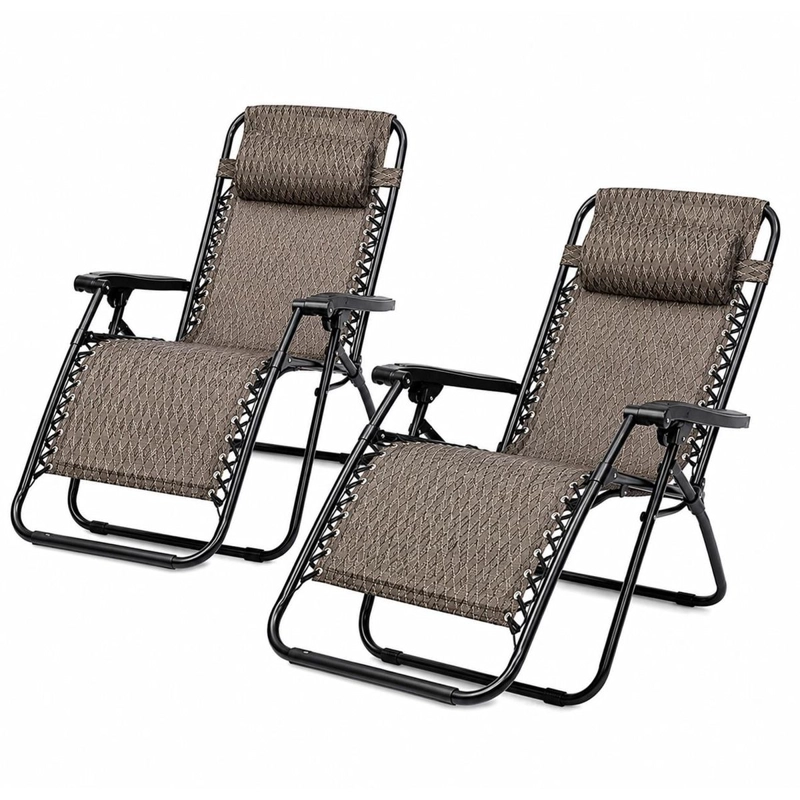PACK 2 REPOSERAS ZERO GRAVITY PLEGABLES RECLINABLES REFORZADAS TERRAZA PLAYA CAMPING - 1