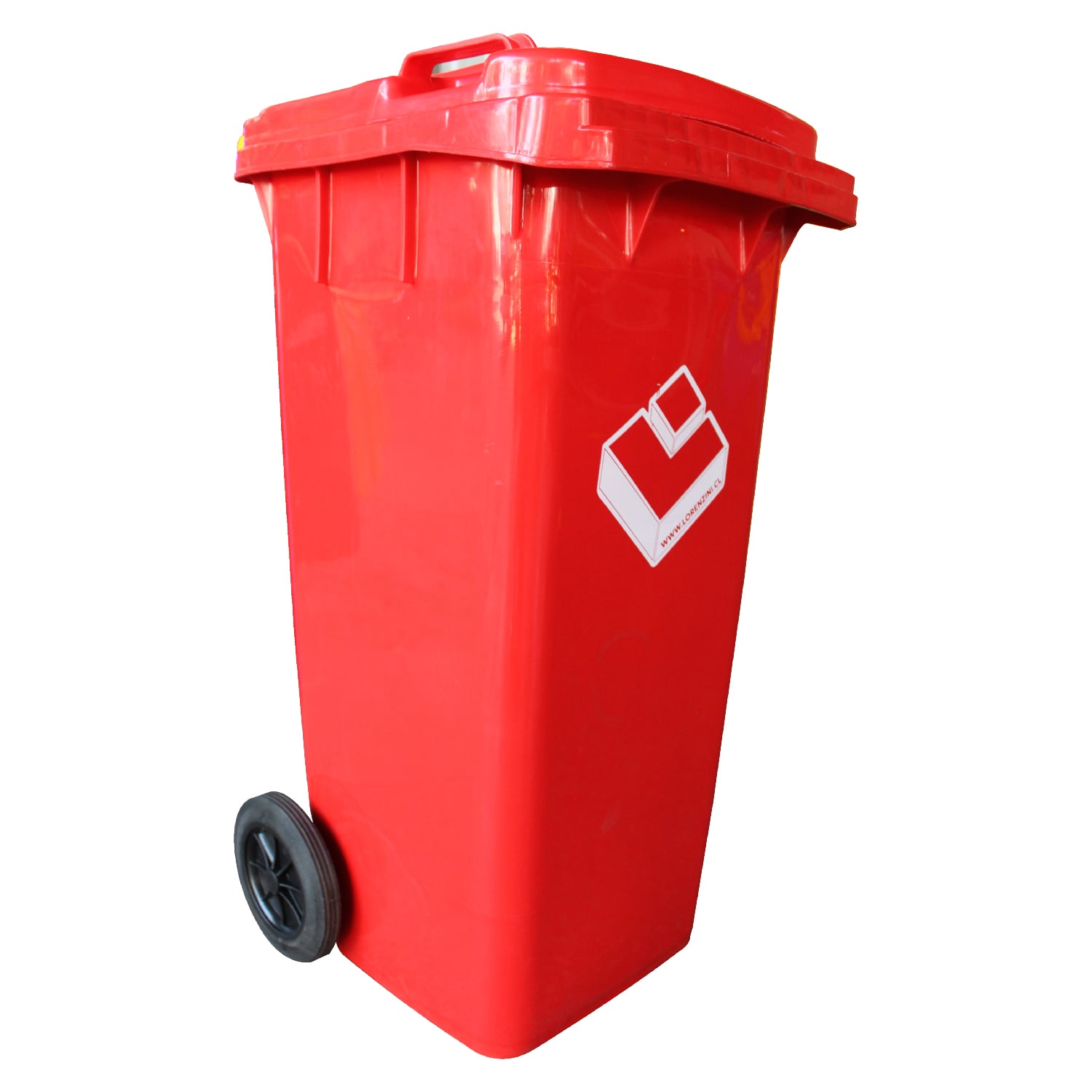 Contenedor Basurero 120 Lt Rojo con Tapa/rueda - 1