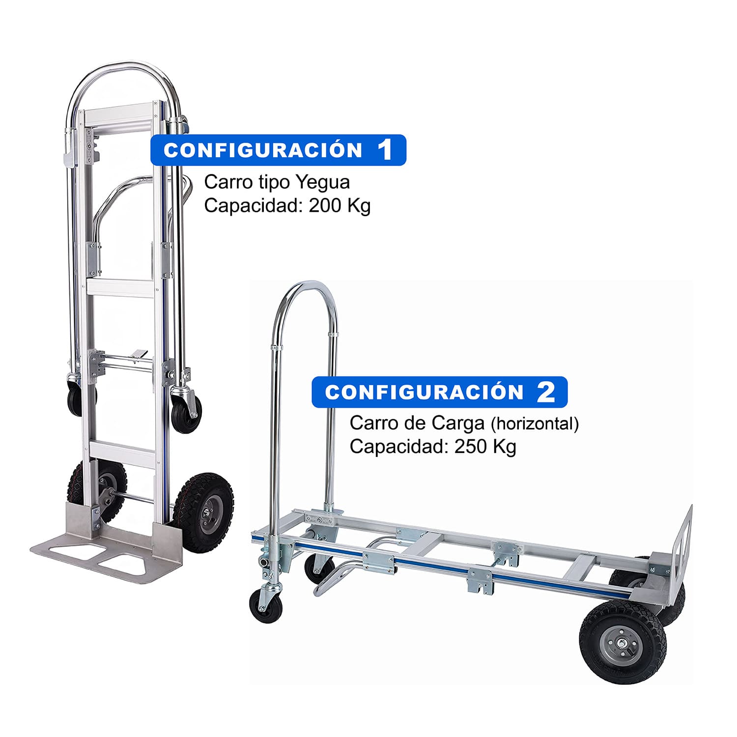 YEGUA CARRO CARGA ALUMINIO LARGO 2 FORMATOS 250K MAX - 1