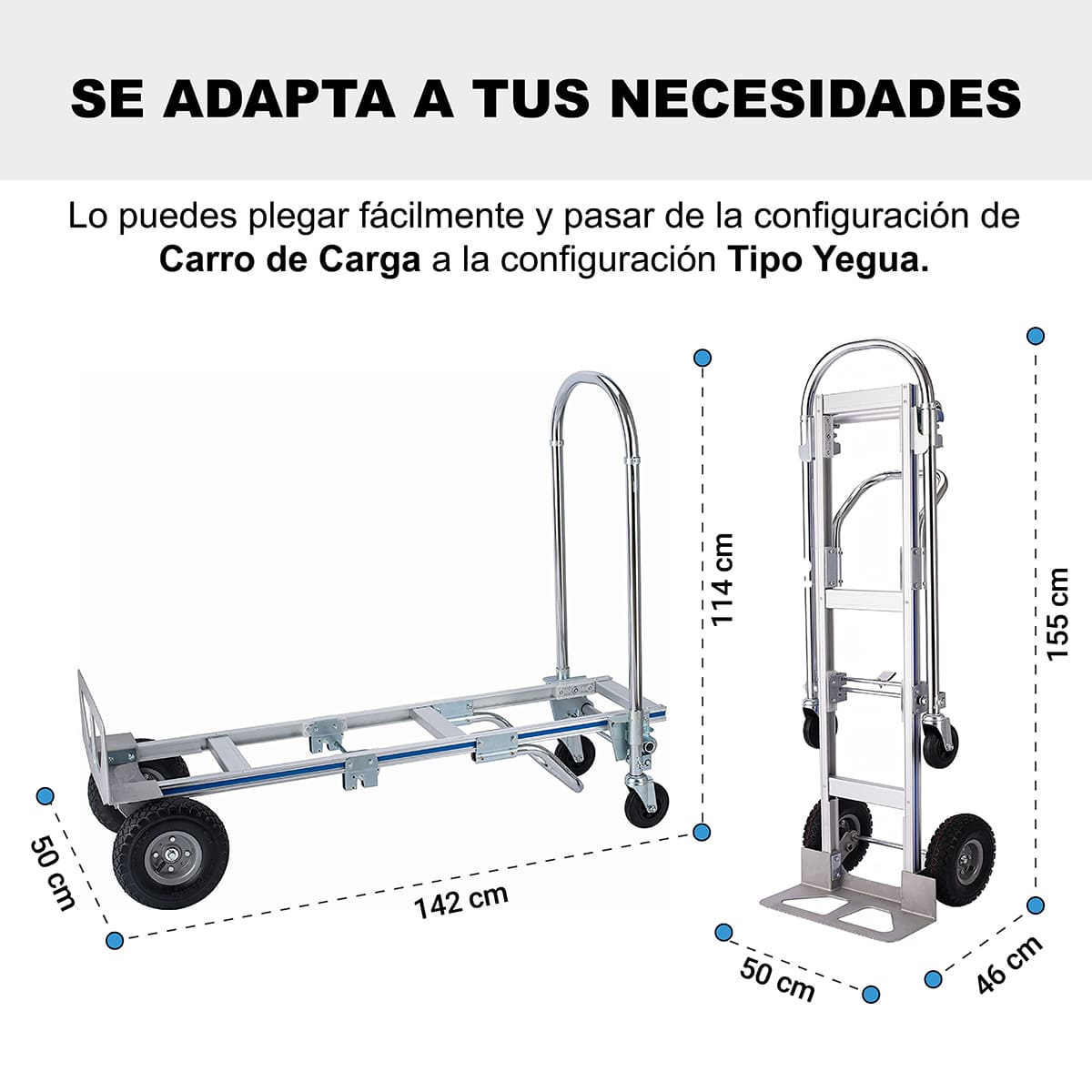 YEGUA CARRO CARGA ALUMINIO LARGO 2 FORMATOS 250K MAX - 2