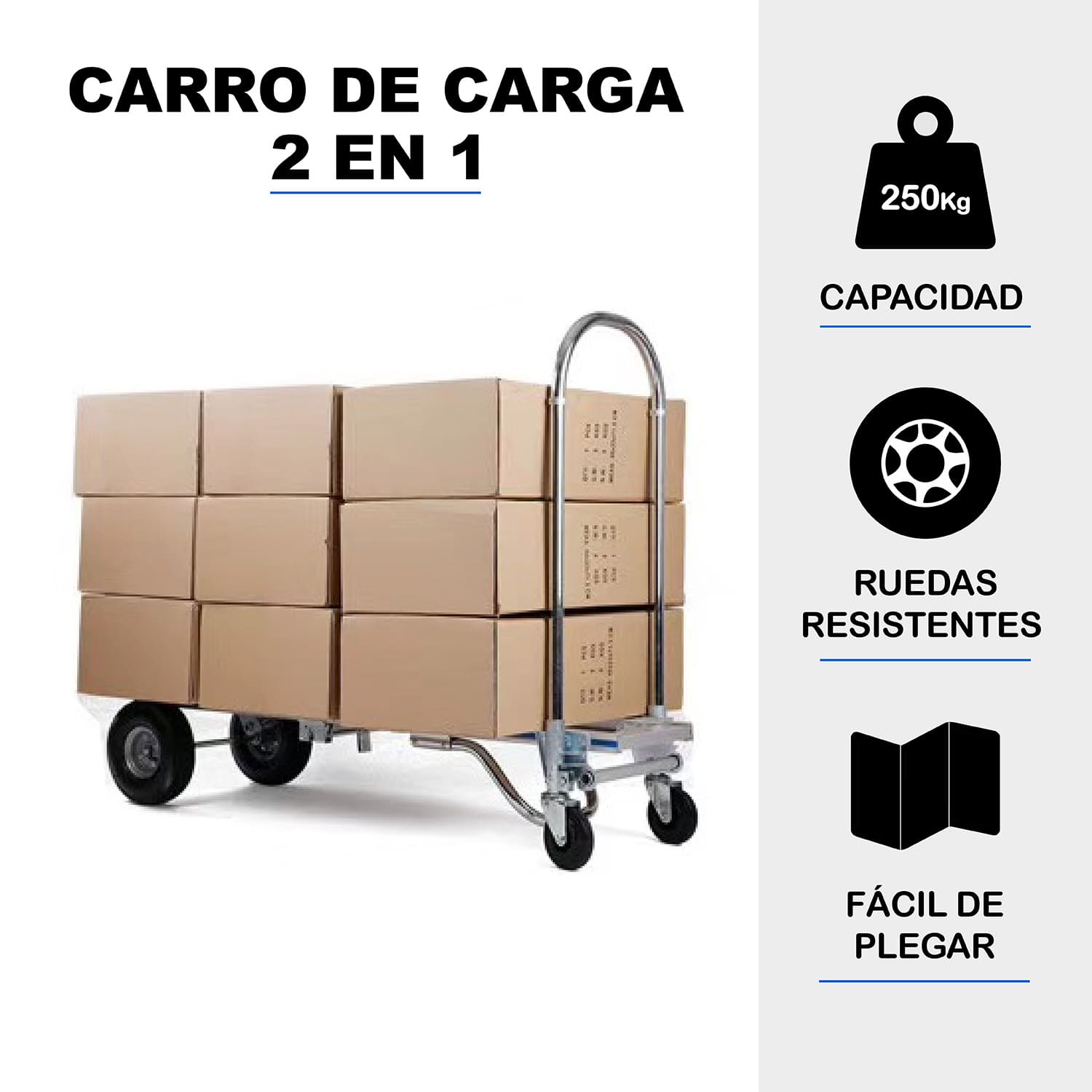 YEGUA CARRO CARGA ALUMINIO LARGO 2 FORMATOS 250K MAX - 3