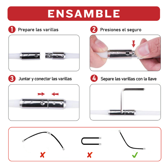 KIT DE LIMPIEZA CHIMENEAS CON 8 VARILLAS + CABEZAL ADICIONAL - 2
