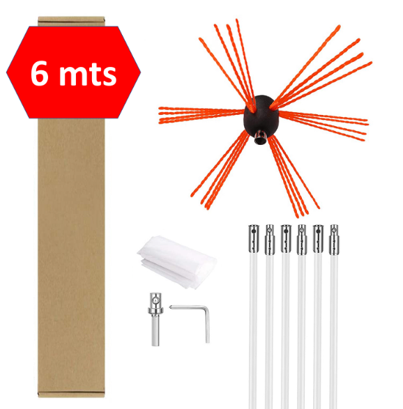 KIT DE LIMPIEZA PARA CHIMENEAS 6 MTS CON ADAPTADOR DE TALADRO - 2