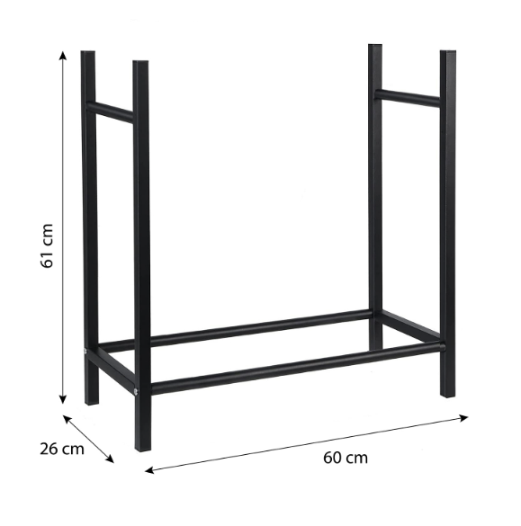 LEÑERO ESTANTE PARA MADERA O LEÑA DE ACERO NEGRO - 3