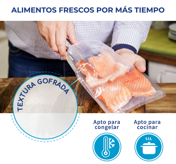 100 BOLSAS SELLADO AL VACIO GOFRADAS 20X20 CMS + RESISTENTE - 2