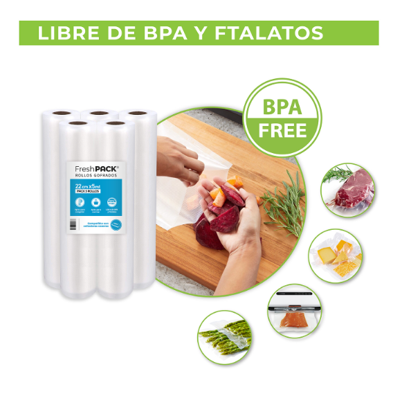 5 ROLLOS VACIO 22CM X 5MTS PARA SELLADORA CASERA - 3