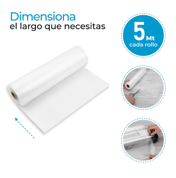 5 ROLLOS VACIO 22CM X 5MTS PARA SELLADORA CASERA - 4