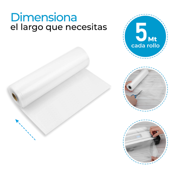 5 ROLLOS VACIO 28CM X 5MTS PARA SELLADORA CASERA - 3