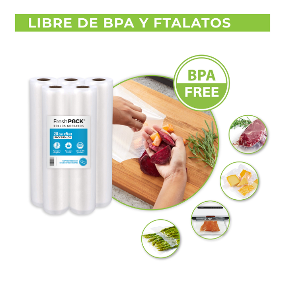 5 ROLLOS VACIO 28CM X 5MTS PARA SELLADORA CASERA - 4