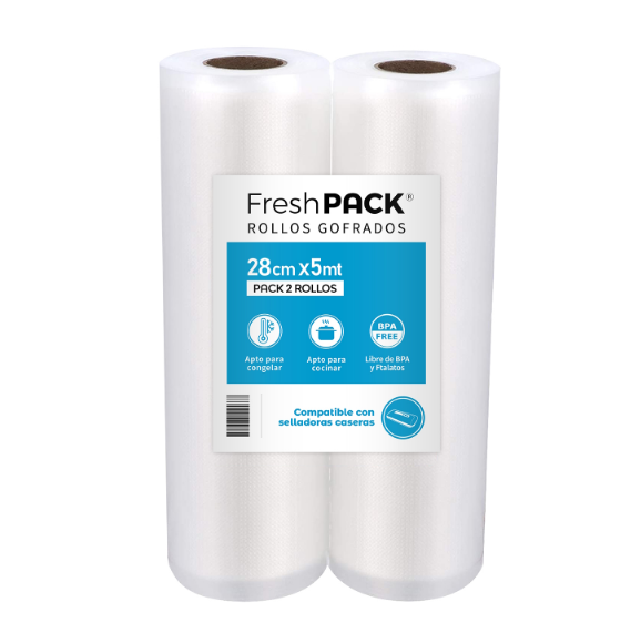 PACK 2 ROLLOS 28CM X 5MT BOLSAS SELLADO AL VACIO GOFRADAS - 1