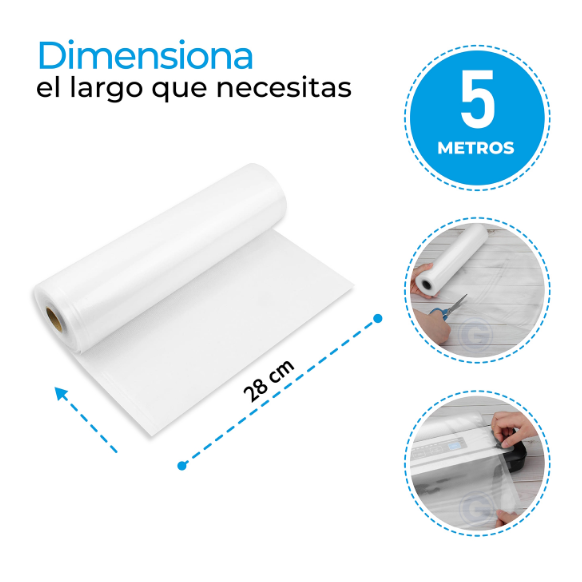 PACK 2 ROLLOS 28CM X 5MT BOLSAS SELLADO AL VACIO GOFRADAS - 2