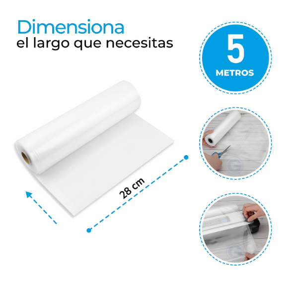 PACK 3 ROLLOS BOLSA SELLADO AL VACIO 28CM X 5MT 80 MICRAS - 2