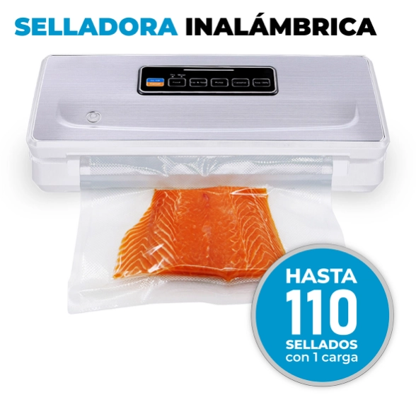 SELLADORA AL VACIO INALAMBRICA + 3 ROLLOS 22CM X 5MT - 3