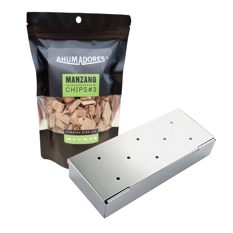 CAJA AHUMADORA ACERO INOXIDABLE PARRILLA HORNO + BOLSA CHIP 150MG (10-25MM) Manzano - 1