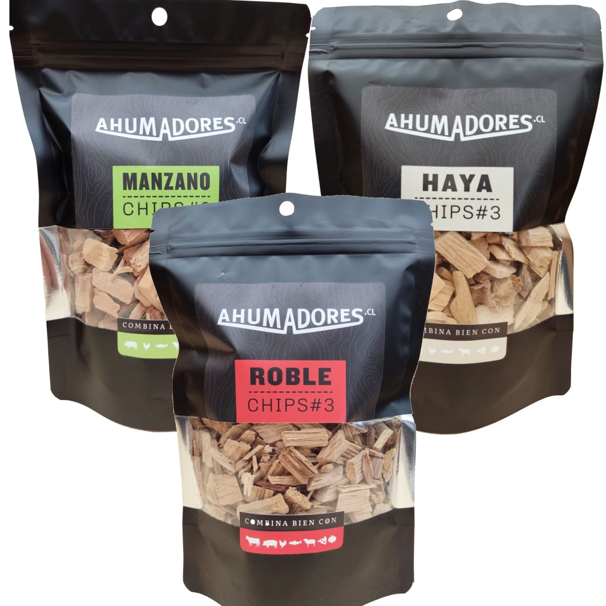 PACK 3 CHIP #3 MADERA PARA AHUMAR 10-25MM MANZANO-ROBLE-HAYA - 1