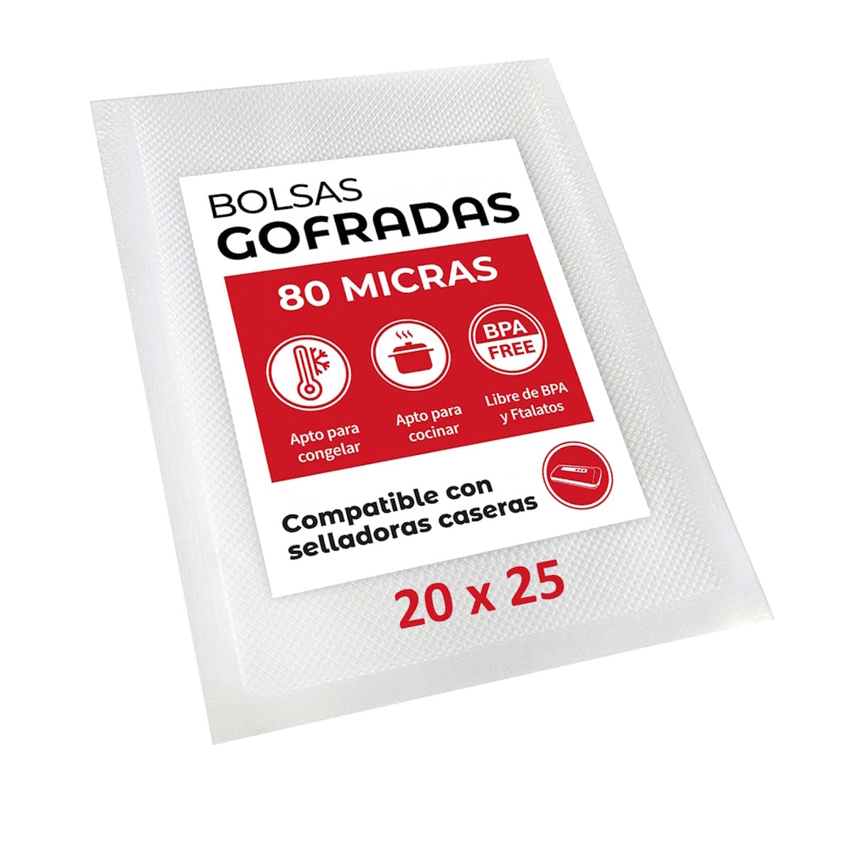 100 BOLSAS SELLADO AL VACIO GOFRADAS 20X25 CMS 80 MICRAS - 1