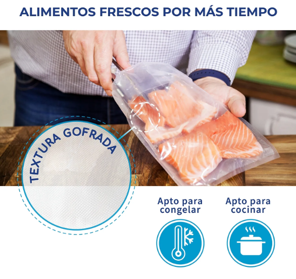 100 BOLSAS SELLADO AL VACIO GOFRADAS 20X25 CMS 80 MICRAS - 3