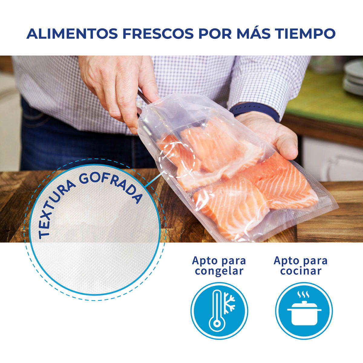 100 BOLSAS SELLADO AL VACIO GOFRADAS 20X25 CM 80 MICRAS - 3