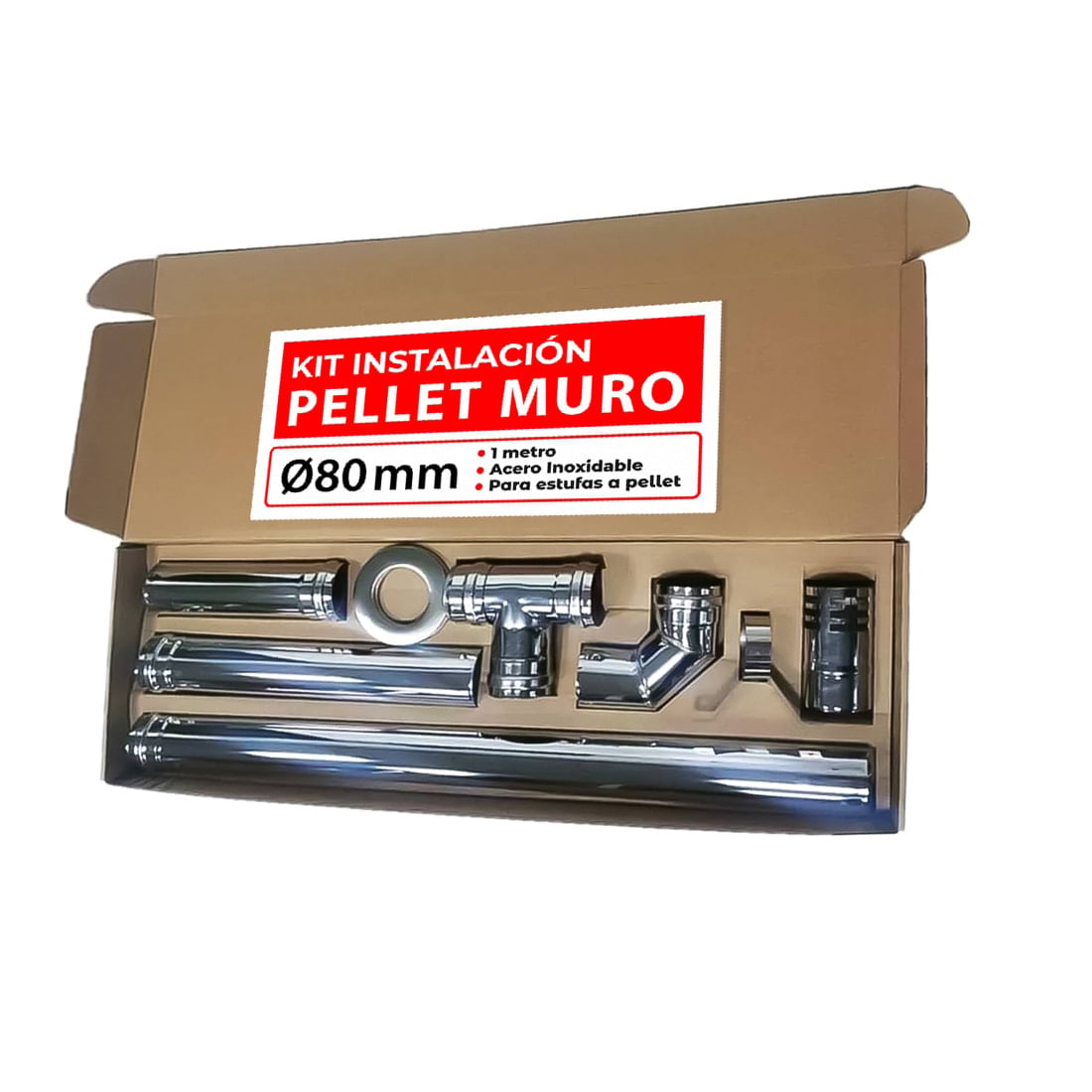 KIT INSTALACION ESTUFA A PELLET INOX MURO 80MM - 1